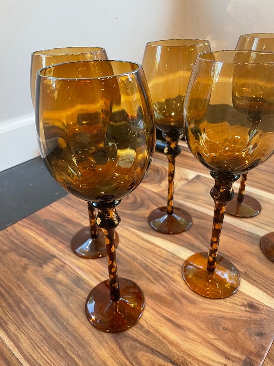 Other - 6 Beautiful, Amber colored Wine Glasses